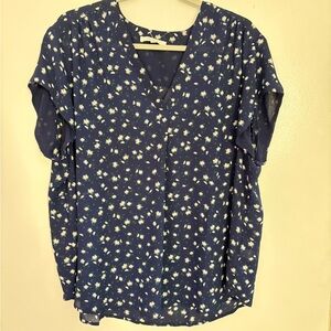 Chic Navy Floral Blouse for Women